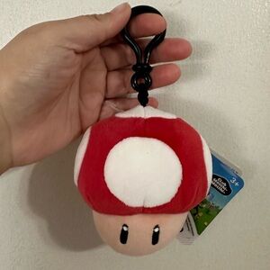 Mario toad Red Mushroom Plush Keychain